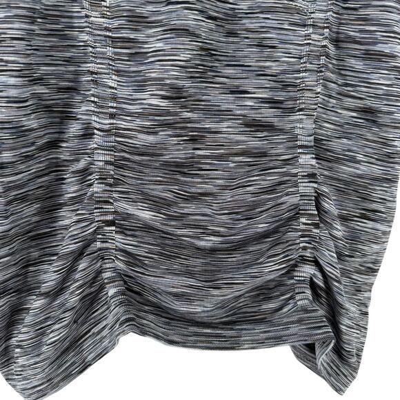 Athleta Ruched Racerback Tank Top Size L Gray Space Dye Yoga Seamless Quick Dry - Picture 2 of 7